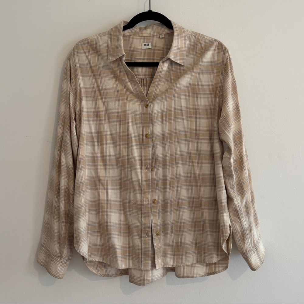 Uniqlo Light Brown Plaid Casual Shirt